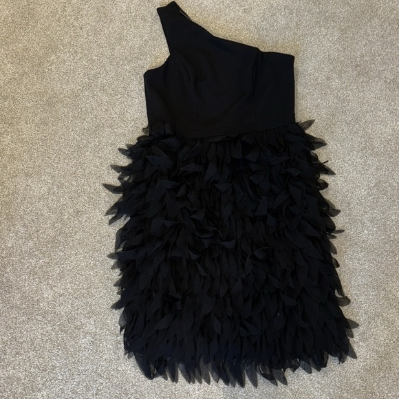 Aidan Mattox Chiffon Feather Cocktail Dress size 6 Worn once ! - Picture 3 of 7